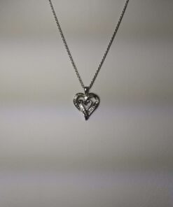 1/4ctw Diamond White Gold Heart Necklace front view