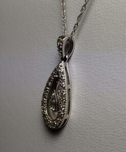 1/4ctw Vintage Dangling White Gold Diamond Necklace side view