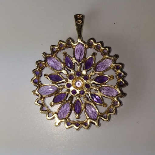 10.00ctw Amethyst Gold Cluster Pendant back view
