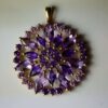 10.00ctw Amethyst Gold Cluster Pendant front view