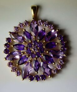 10.00ctw Amethyst Gold Cluster Pendant front view