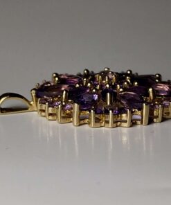 10.00ctw Amethyst Gold Cluster Pendant side view