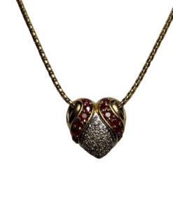 Heavy Ruby & Diamond Gold Heart Necklace