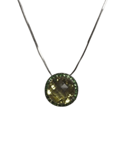 Green Garnet & Peridot White Gold Necklace