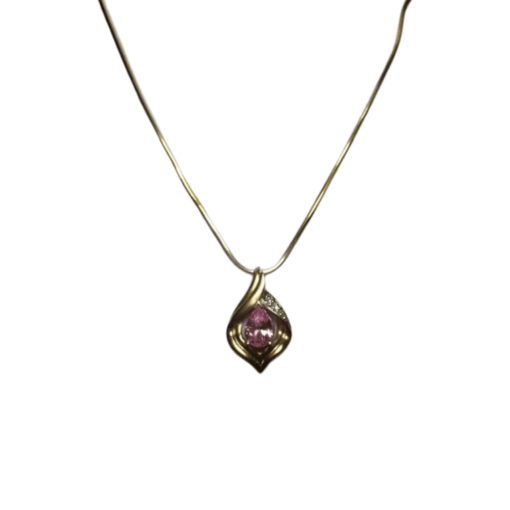 Pink Sapphire & Diamond Gold Necklace