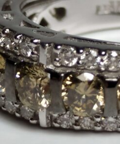 Citrine and Diamond White Gold Band closeup