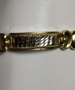 Two-Tone Diamond-Cut Gold Bracelet closeup