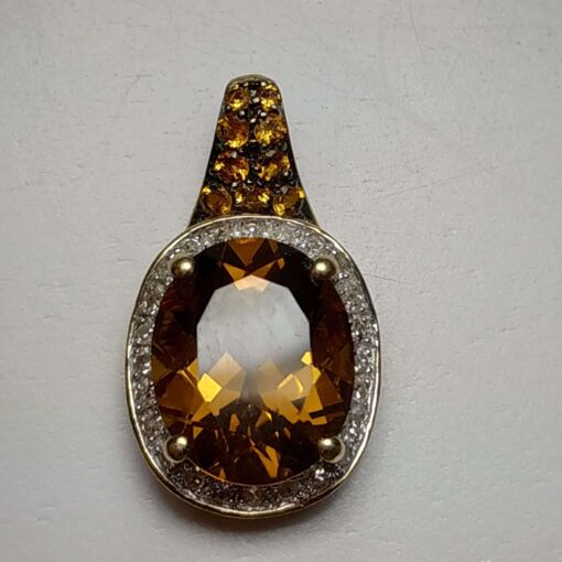 Citrine & Diamond Gold Pendant