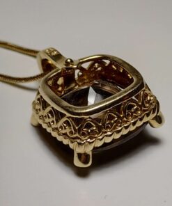 Smoky Quartz & Diamond Gold Necklace side view