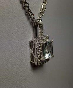 White Zircon & Diamond White Gold Necklace side view