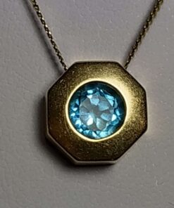 Blue Topaz Gold Necklace closeup