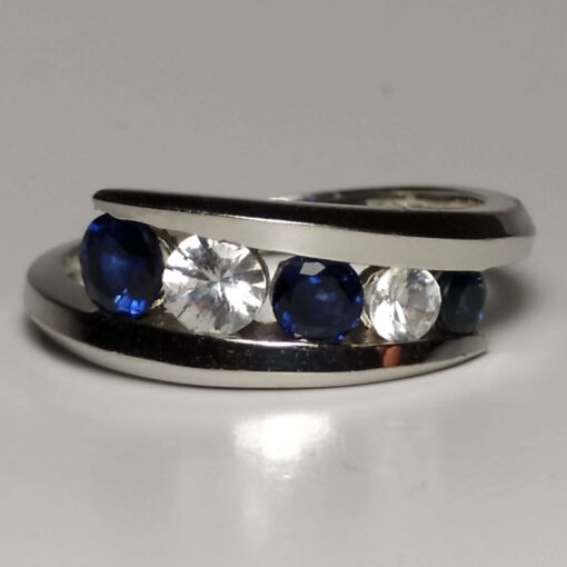 Blue & White Zircon White Gold Ring