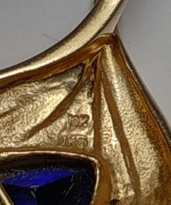 Blue Zircon & Diamond Gold Pendant marking