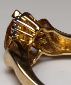 Citrine and Diamond Gold Ring closeup