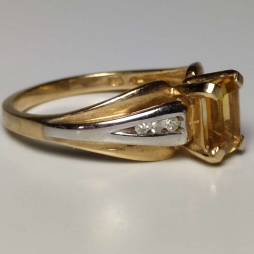 Citrine & Diamond Gold Ring side view