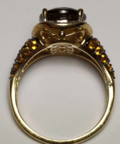 Citrine & Diamond Halo Gold Ring top view