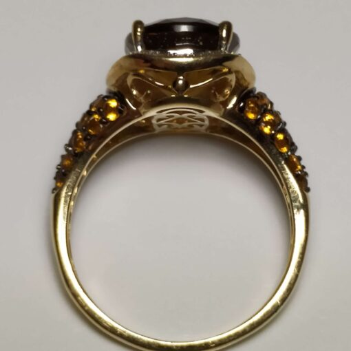 Citrine & Diamond Halo Gold Ring top view