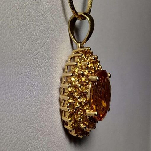 Citrine Halo Gold Necklace side view