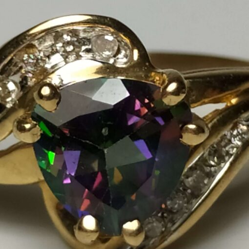 Color-Changing Topaz & Diamond Ring closeup