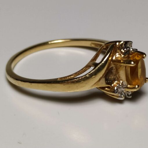 Elegant Citrine & Diamond Ring side
