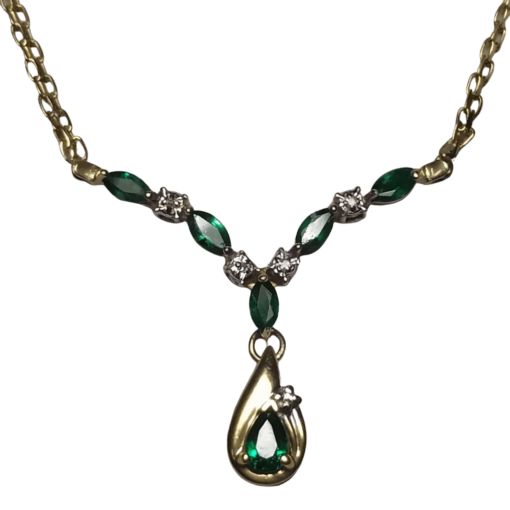Emerald & Diamond Gold Necklace outline