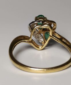 Emerald & Diamond Gold Ring back view