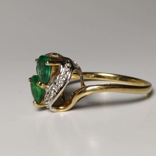 Emerald & Diamond Gold Ring side view