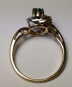 Emerald & Diamond Gold Ring top view