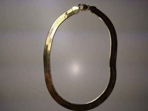 Extra Large 10.0mm Italian Beveled Herringbone Gold Necklace 2