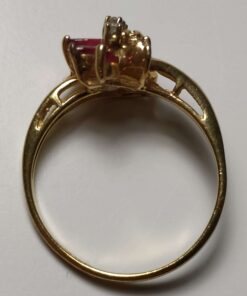 Filigree Ruby & Diamond Gold Ring top view