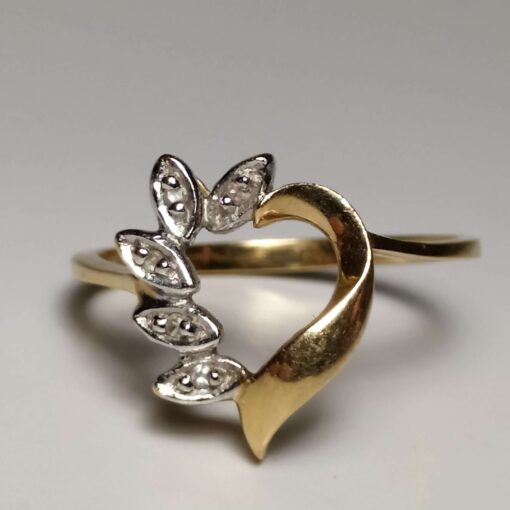 Gold Diamond Heart Ring