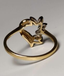 Gold Diamond Heart Ring back view