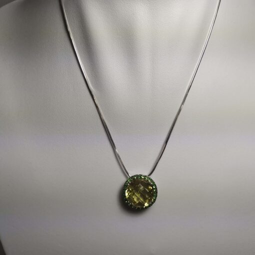 Green Garnet & Peridot White Gold Necklace