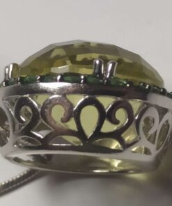 Green Garnet & Peridot White Gold Necklace closeup side view