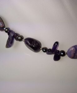 Heavy Sterling Silver Amethyst Necklace close up