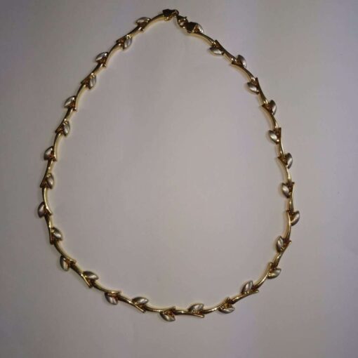 Yellow & White Gold Leaf Necklace uncut