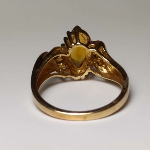 Citrine and Diamond Gold Ring Back