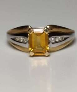 Citrine & Diamond Gold Ring uncut