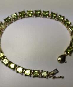 Yellow Gold Peridot Tennis Bracelet with Safety Clasp