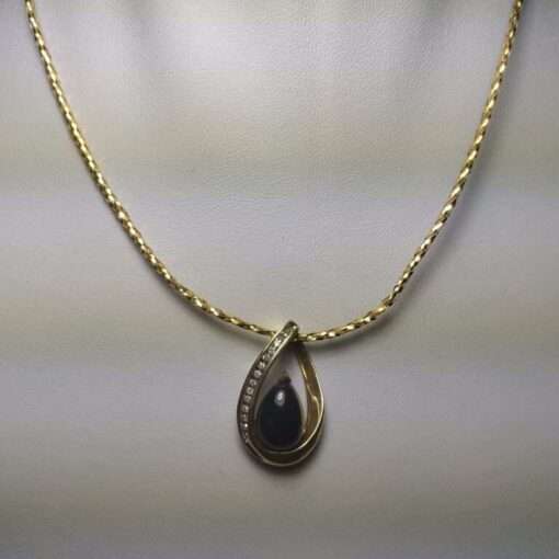 Onyx & Diamond Gold Necklace uncut
