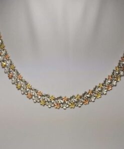 Tri-Color Gold Flower Necklace uncut