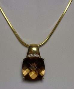 Smoky Quartz & Diamond Gold Necklace