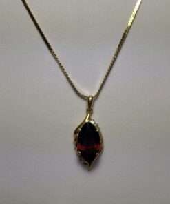 Garnet & Diamond Gold Necklace uncut