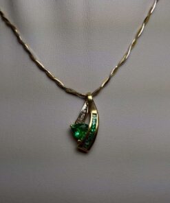 Tsavorite & Diamond Two-Tone Gold Necklace uncut