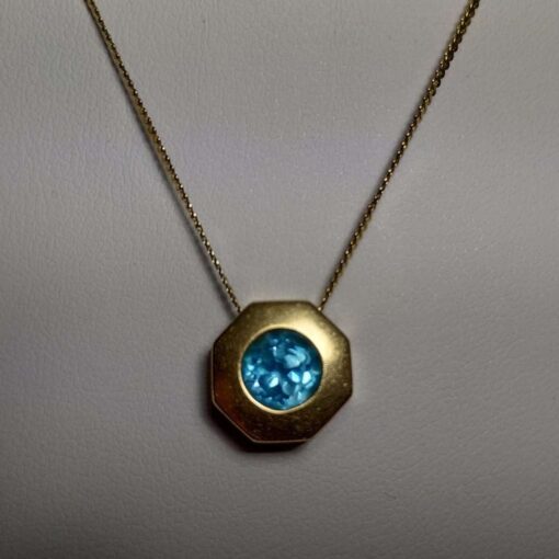 Blue Topaz Gold Necklace uncut