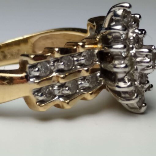 Marquise-Shaped Diamond Cluster Ring closeup