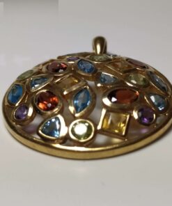 Multi-Gemstone Gold Pendant side view