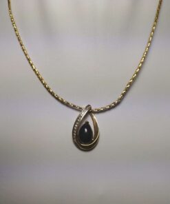 Onyx & Diamond Gold Necklace front view