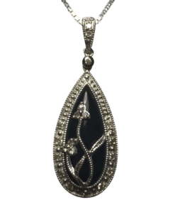 Onyx & Diamond Vintage Necklace outline