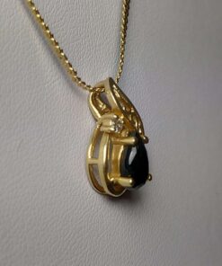 Onyx & Diamond Yellow Gold Necklace closeup side